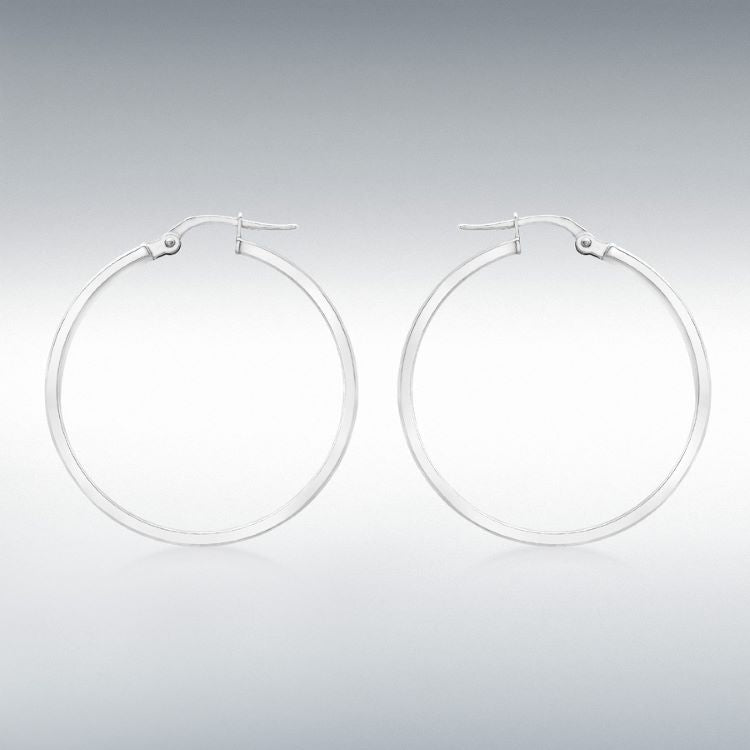 9ct White Gold Hoop Earrings
