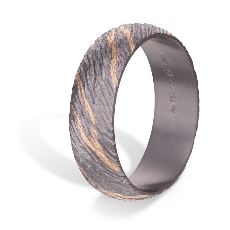 Furrer Jacot gents tantalum and 18ct Rose gold wedding band